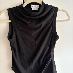 The Line by K Black Draped Bodysuit